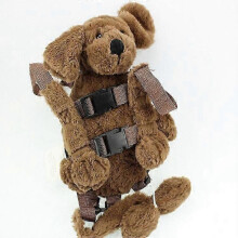 (Brown Long haired Dog) Safety Harness Strap Baby Kid Toddler Walking Cosplay Backpack Reins Bag