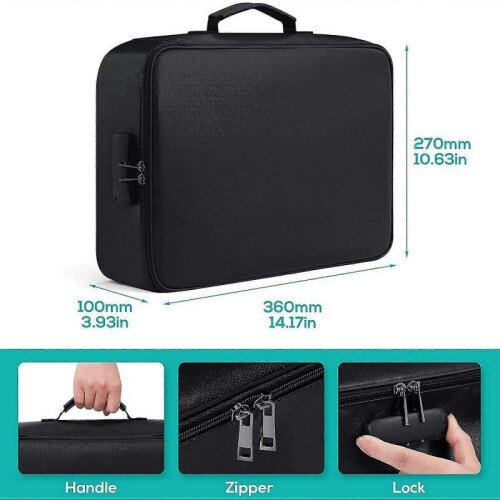 Fireproof Document Bag with Lock Home Office Travel Fireproof And Waterproof Safety Box Portable 2