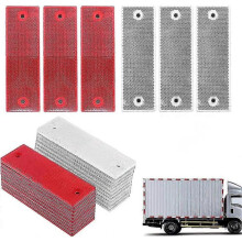 20 Pieces Car Reflector Sticker, Truck Reflectors, Self Adhesive Reflectors, Self Adhesive Rectangular Reflector (red And White)