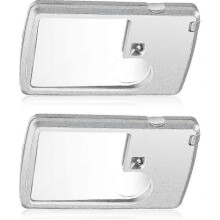Pocket Magnifier with Light 2 Pieces of 3 X and 6 X Magnifier Credit Card Magnifiers with Light Small Mini Magnifiers for Reading, Jewelry, Experiment