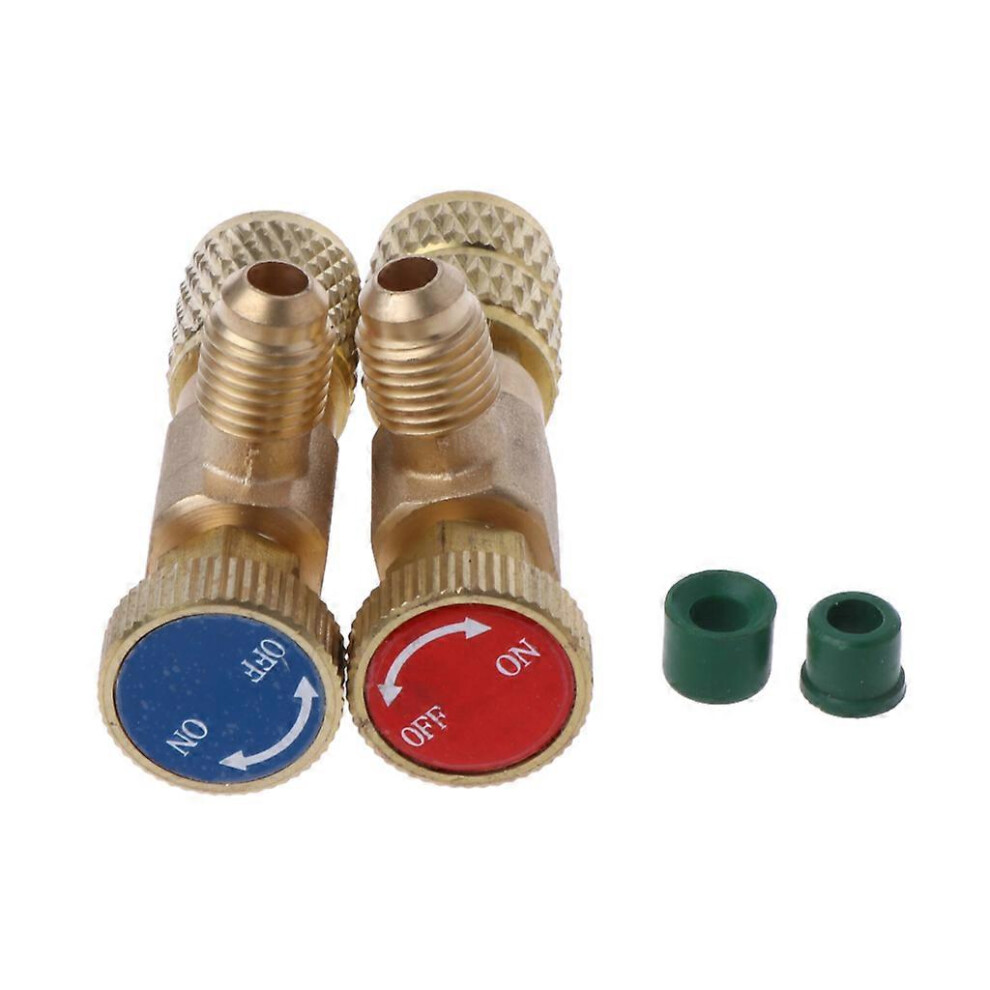 (As Show, One Size) 2Pcs Safety Valve R410a R22 Air Conditioning Quick Coupler Connector Adapters 5022093396964