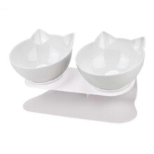 (white) Non-slip Food Bowl With Stand Cat Dog Water Bowl