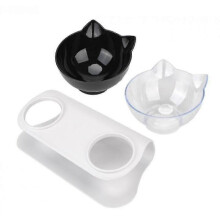 (Black Transparent) Non-slip Food Bowl With Stand Cat Dog Water Bowl