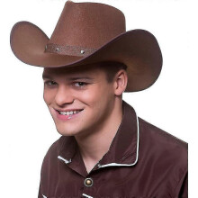 (Dark Brown) Adult Texan Cowboy Hat Fancy Dress Party Accessory