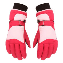 (M, Light blue) Children Skiing Cycling Gloves Thick Warm Mittens Waterproof Windproof Outdoor