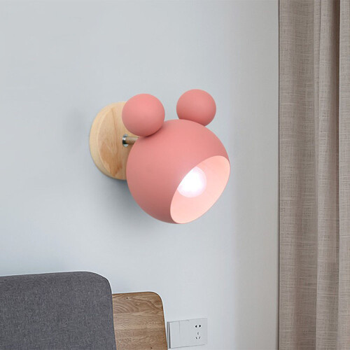 Nordic Wall Lamp Cartoon Wall Sconce Creative Mickey Wall Light Pink Simple Personality Wall Light for Living Room Bedroom Children'S Room