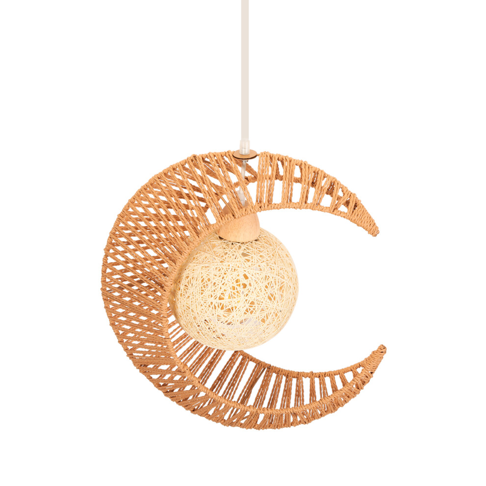 Hemp Rope Woven Pendant Light Lunar Pendant Light Retro Indoor Pendant Light Modern Ceiling Light
