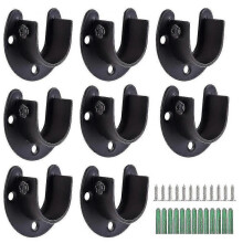 8pcs/set 1-1/3inch Stainless Steel Bracket Rod Socket Flange Holder U Shaped Bracket End for Closet Banmo