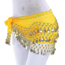 (Yellow) Chiffon Belly Dance Indian Dance Hip Scarf Belly Dance Belly Dance Belts Dance Accessories