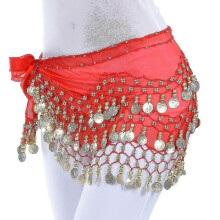 (Red) Chiffon Belly Dance Indian Dance Hip Scarf Belly Dance Belly Dance Belts Dance Accessories