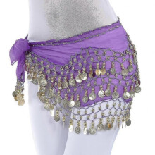 (Purple) Chiffon Belly Dance Indian Dance Hip Scarf Belly Dance Belly Dance Belts Dance Accessories