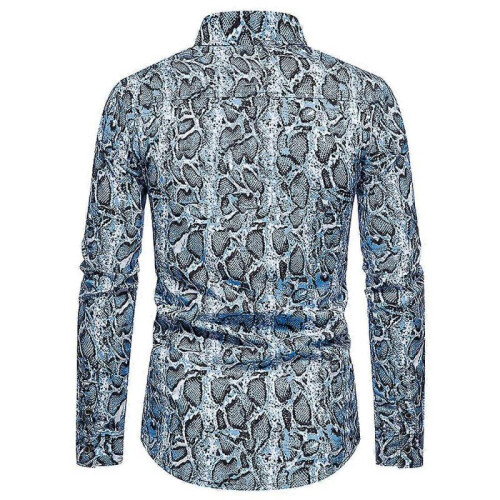 (L, light blue) Men's Leopard Print Shirts, Long Sleeve Button Down Shirts 1