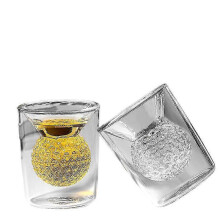 (2pcs) Golf Whiskey Glass, Golf Whiskey Glasses Compatible Men, Golf Gifts Compatible Mens Golfers, Whiskey Glass With Golf Ball Shape Embedded