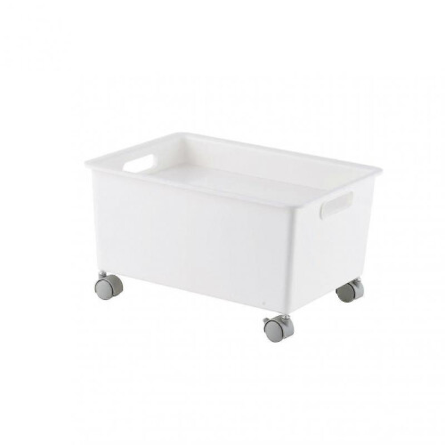 (Wide Product) Storage Bin With Wheels Simple Style Smooth Box For Kitchen Pantry Cupboard