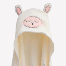 (Beige Sheep) Hooded Towel Kids Soft Comfortable Absorbent Bathrobe Blanket Hooded Beach Towel For Bath Swim New