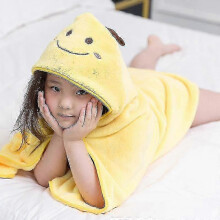 (Yellow Bee) Hooded Towel Kids Soft Comfortable Absorbent Bathrobe Blanket Hooded Beach Towel For Bath Swim New