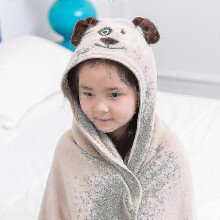 (Brown Dog) Hooded Towel Kids Soft Comfortable Absorbent Bathrobe Blanket Hooded Beach Towel For Bath Swim New