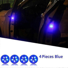 (Blue x 4 pieces) Universal Led Car Opening Door Safety Warning Anti-collision Lights Magnetic Sensor Strobe Flashing Alarm Lights Parking Lamp