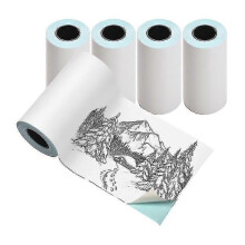 5 Rolls 57x30mm Self-adhesive Direct Thermal Paper White Printable Sticker Paper Bpa-free Waterproof Oil-proof Friction-proof Sticky Paper Roll for Po