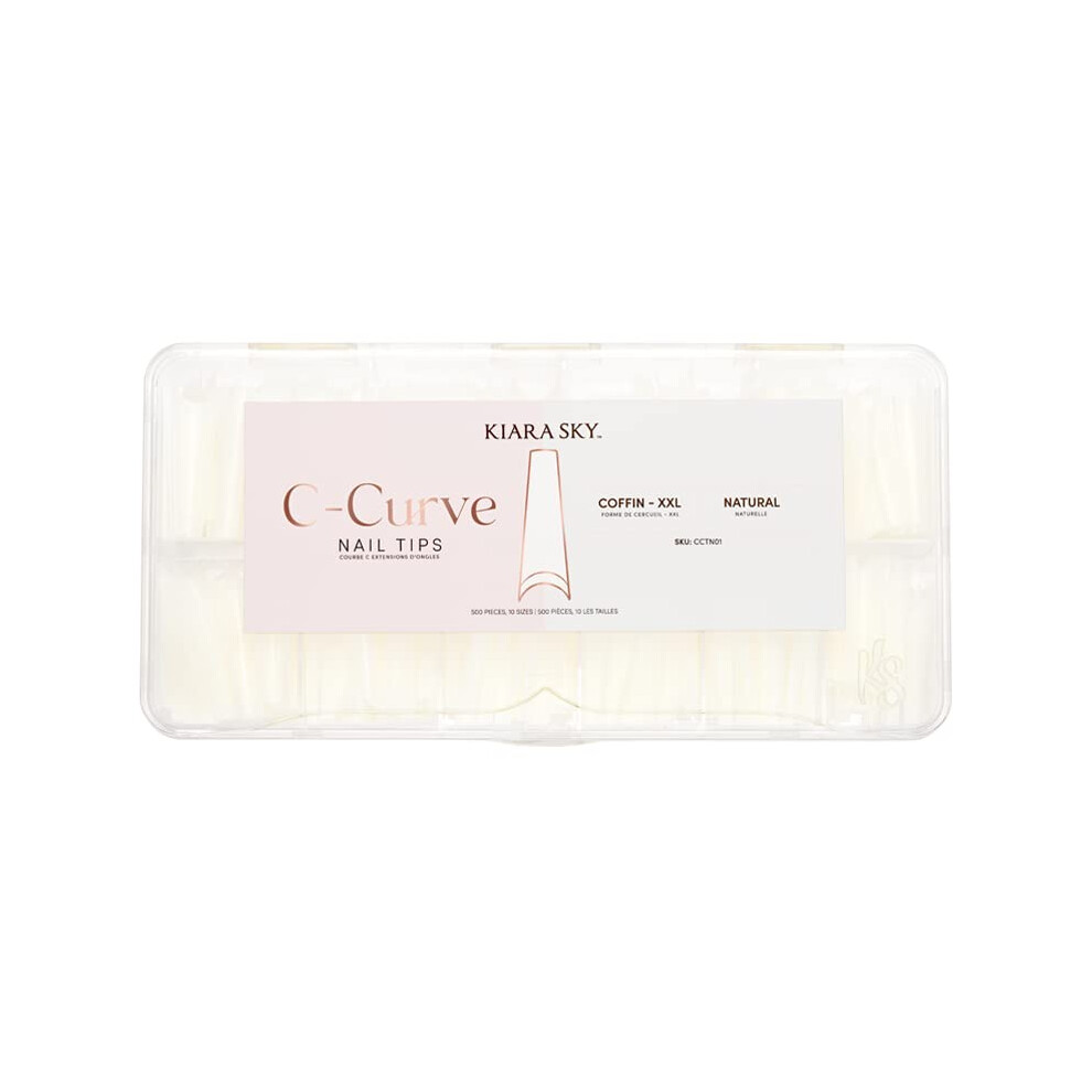 Kiara Sky C Curve Xxl Nail Tip Case (500 Tips In 10 Sizes) (Coffin Natural)