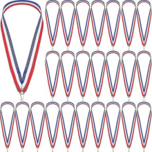 30 Pieces Medal Ribbons Award Collars Medal Ribbons with Snap Clips Striped Medal Ribbons Lanyards