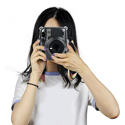 (Transparent glitter) Camera for Case Dustproof with Shoulder Strap Transparent for Mini 11 Camera 1