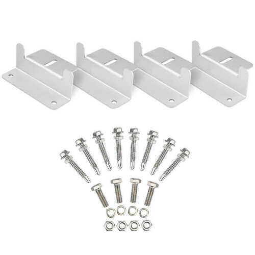 (As show, One size) 4 Pcs Aluminium Alloy Z Shape Brackets Solar Panel Mounting Brackets Set 1