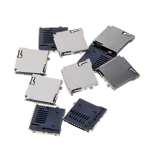 (As show, One size) 10PCS Push-Push Type TF Micro SD Card Socket Adapter Automatic PCB Connector 2