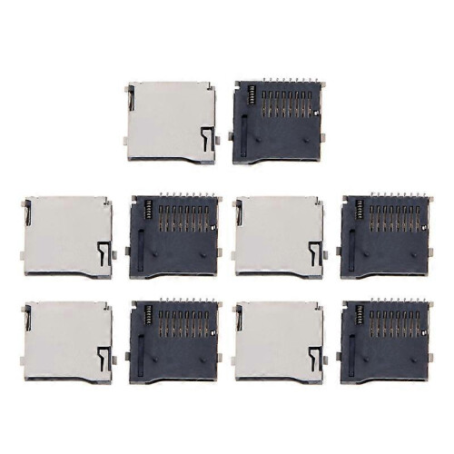 (As show, One size) 10PCS Push-Push Type TF Micro SD Card Socket Adapter Automatic PCB Connector