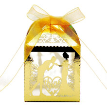 (Reflective golden) Hollow Candy Boxes Set of 50 Baby Shower Candy Cookies Packaging