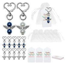 (White and Royal Blue) 20 Pcs Pendant Keychains Decorations Wedding Anniversary Graduation Gifts Keepsake Bridal Shower Ornaments Supplies
