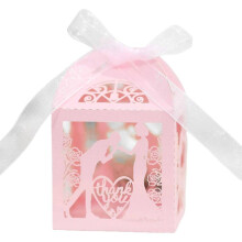 (Pink) Hollow Candy Boxes Set of 50 Baby Shower Candy Cookies Packaging
