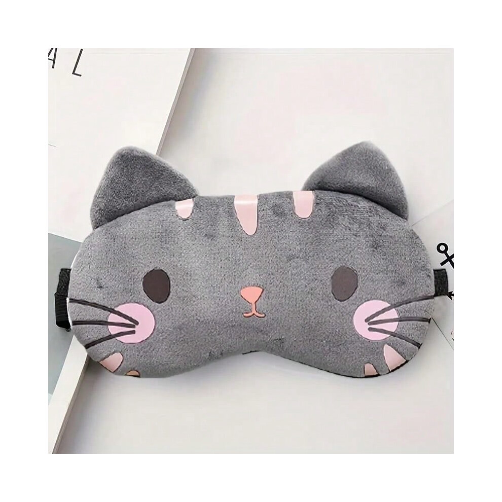 Sunshine Smile (Grey Cat) Eye Mask For Sleeping Eye Patch Shading Sleep Eyepatch Women Travel Relax Cover Eyeshade Health Sleeping Shield Eye Care Tools