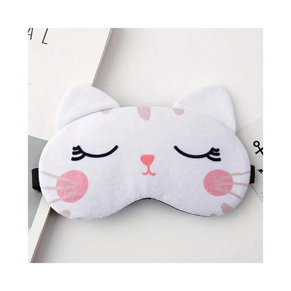 Sunshine Smile (White Cat) Eye Mask For Sleeping Eye Patch Shading Sleep Eyepatch Women Travel Relax Cover Eyeshade Health Sleeping Shield Eye Care Tools