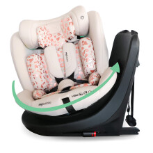MBCS300PI Easy Spin R129 Car Seat with Top Tether - Pink Leopard | 360 Rotation, ERF, ISOFIX, SiiP, 40–150cm