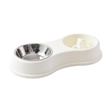 (B) Double Pet Bowl Stainless Steel Washable Bowls Non-slip Dog Slow Feeding Bowl