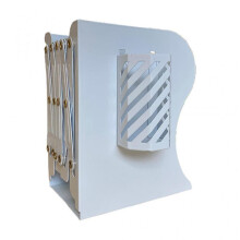 (White) Black White Decorative Adjustable Metal Iron Bookends Holder Nonskid