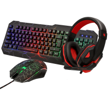 Gaming Keyboard And Mouse Headphones Headset Rainbow LED For PC Laptop