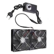 (EU Plug) Double 120mm Oil Bearing USB Cooling Fan 2750RPM Speed 20CFM Airflow for Routers