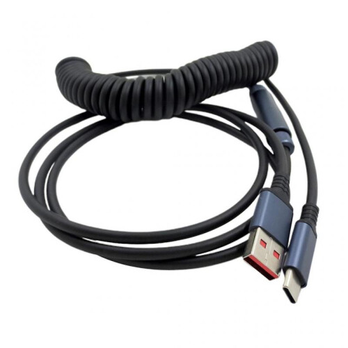 Type A to C USB Cable Coiled Spring Data Line for Mechanical Keyboard Durable Data Line