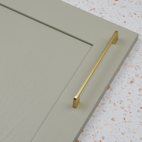 160mm Brushed Brass Cabinet Handle Gold Square Bar Pull 1
