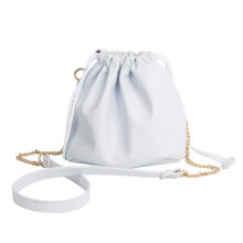 (White) PU Leather Camera Bag with Adjustable Strap, Large Capacity Drawstring Storage Pouch Portable Organizers Case Container