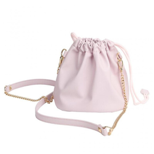 (Pink) PU Leather Camera Bag with Adjustable Strap, Large Capacity Drawstring Storage Pouch Portable Organizers Case Container
