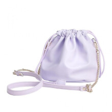 (Purple) PU Leather Camera Bag with Adjustable Strap, Large Capacity Drawstring Storage Pouch Portable Organizers Case Container