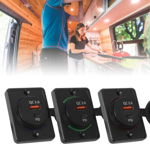 (Red) USB Outlet 12V-24V USB Charging Socket with Dust Cap Waterproof USB Charge 1