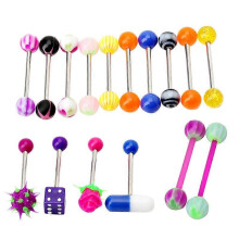 (As show, One size) 16Pcs Assorted Colorful Tongue Nipple Bar Ring Barbell Piercing