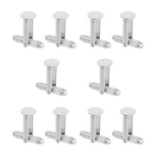 (As show, One size) Piercing Classic 10 Pcs Men's Cufflinks Cuff Link Silver Tone Backs Blanks 0.31"