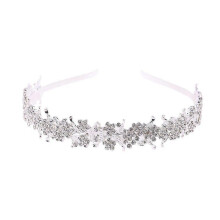 (As show, One size) Gorgeous Wedding Flower Leaf Bridal Tiara Crystal Rhinestones Tiara for Women