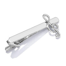 (As show, One size) Business Tie Bar Men Tie Clip Creative Silver High-end Fashion Clips Gifts Charms Jewelry Pins Music Note Decoration Shirt Suit Clothing Accessories