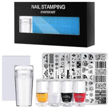 Christmas Nail Stamp Template Kit Silicone Stamper Scraper Winter Snowflakes Nail Art Stamping Plates Nail Stamping